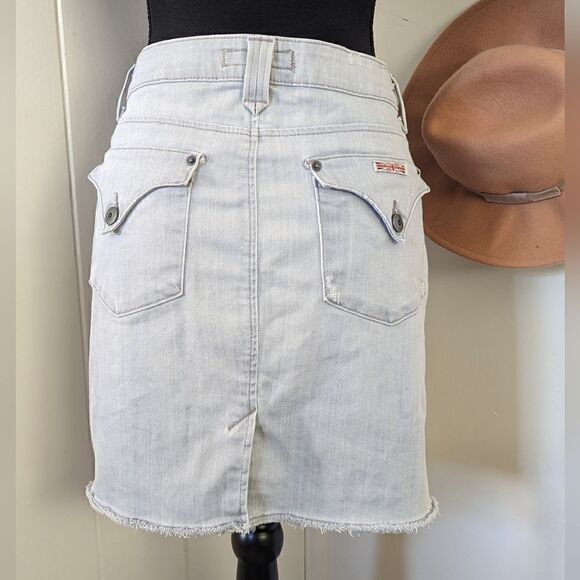 Hudson Raw Edge Hem Denim Mini Skirt  29 Coastal Cowgirl Rebel Punk Academia - Picture 8 of 12